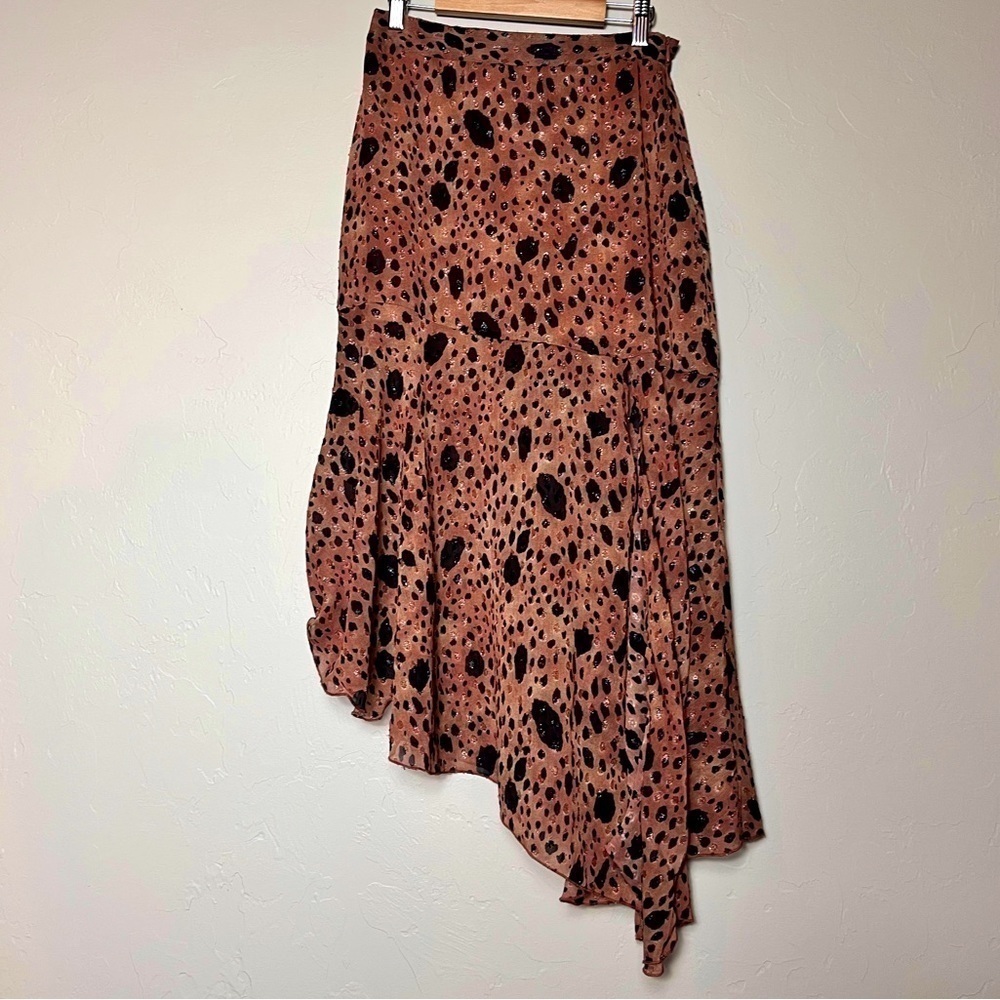 NWT Forever 21 Animal Print Asymmetrical Layered Ruffle Side Slit Skirt